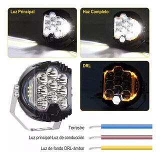 Foto 2 | Par de Faros LED Eo Safe Imports Esi-8072 Superpotente Redondo 5'' Negro