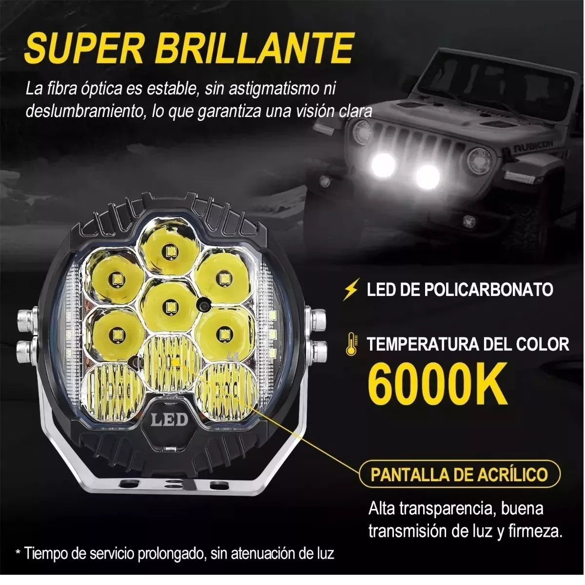 Foto 5 pulgar | Par de Faros LED Eo Safe Imports Esi-8072 Superpotente Redondo 5'' Negro