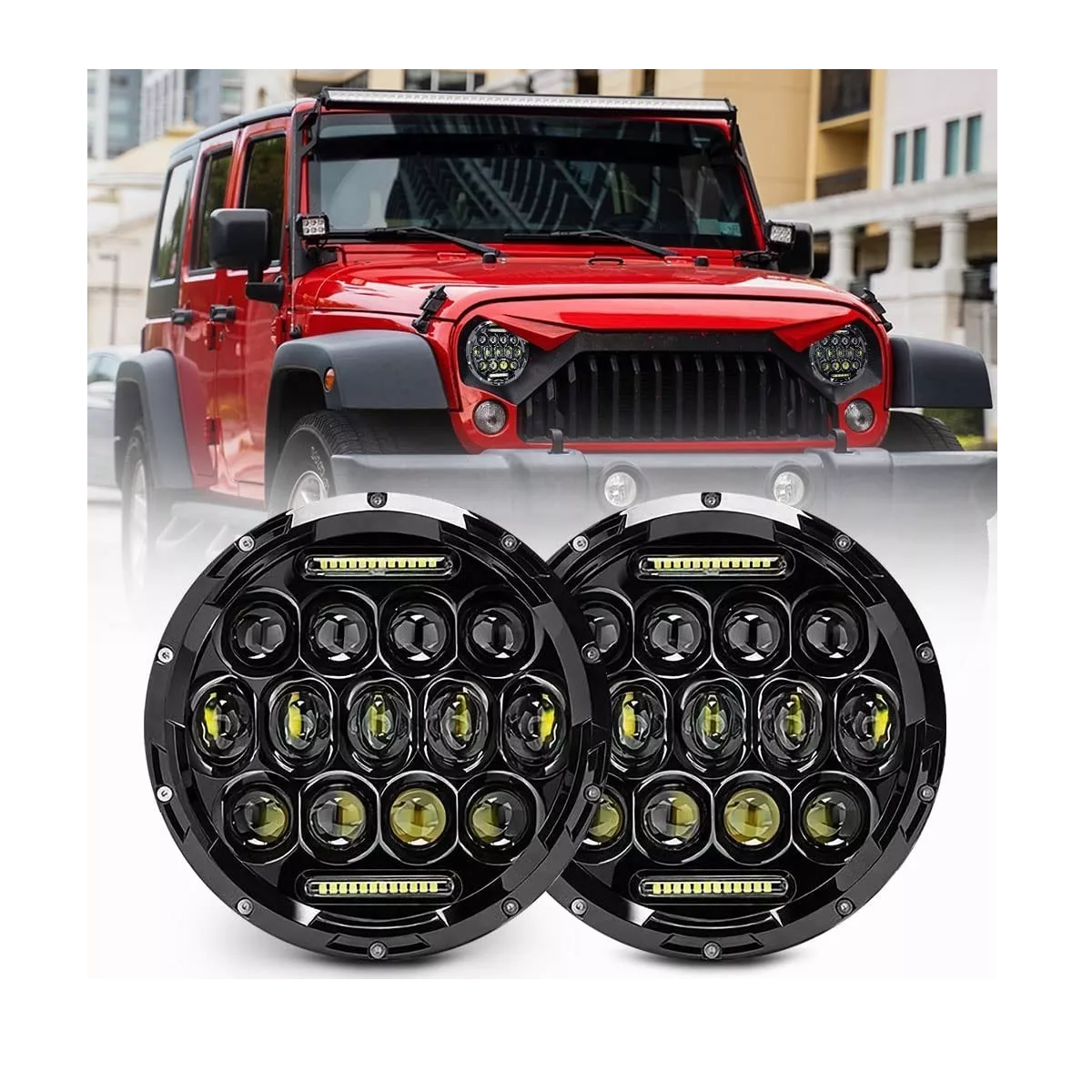 Foto 3 pulgar | Par de Faros LED Eo Safe Imports Esi-8071 7 pulgadas Negro para Jeep