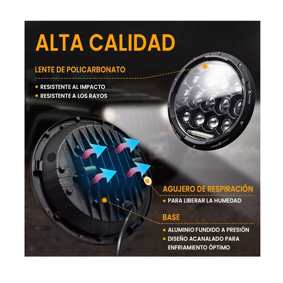 Foto 4 | Par de Faros LED Eo Safe Imports Esi-8071 7 pulgadas Negro para Jeep