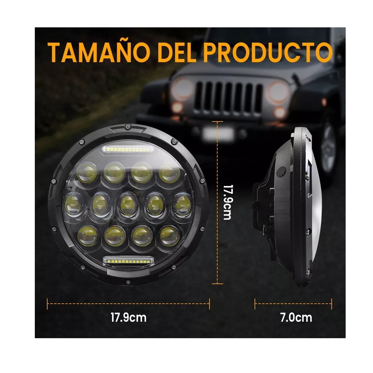 Foto 6 pulgar | Par de Faros LED Eo Safe Imports Esi-8071 7 pulgadas Negro para Jeep