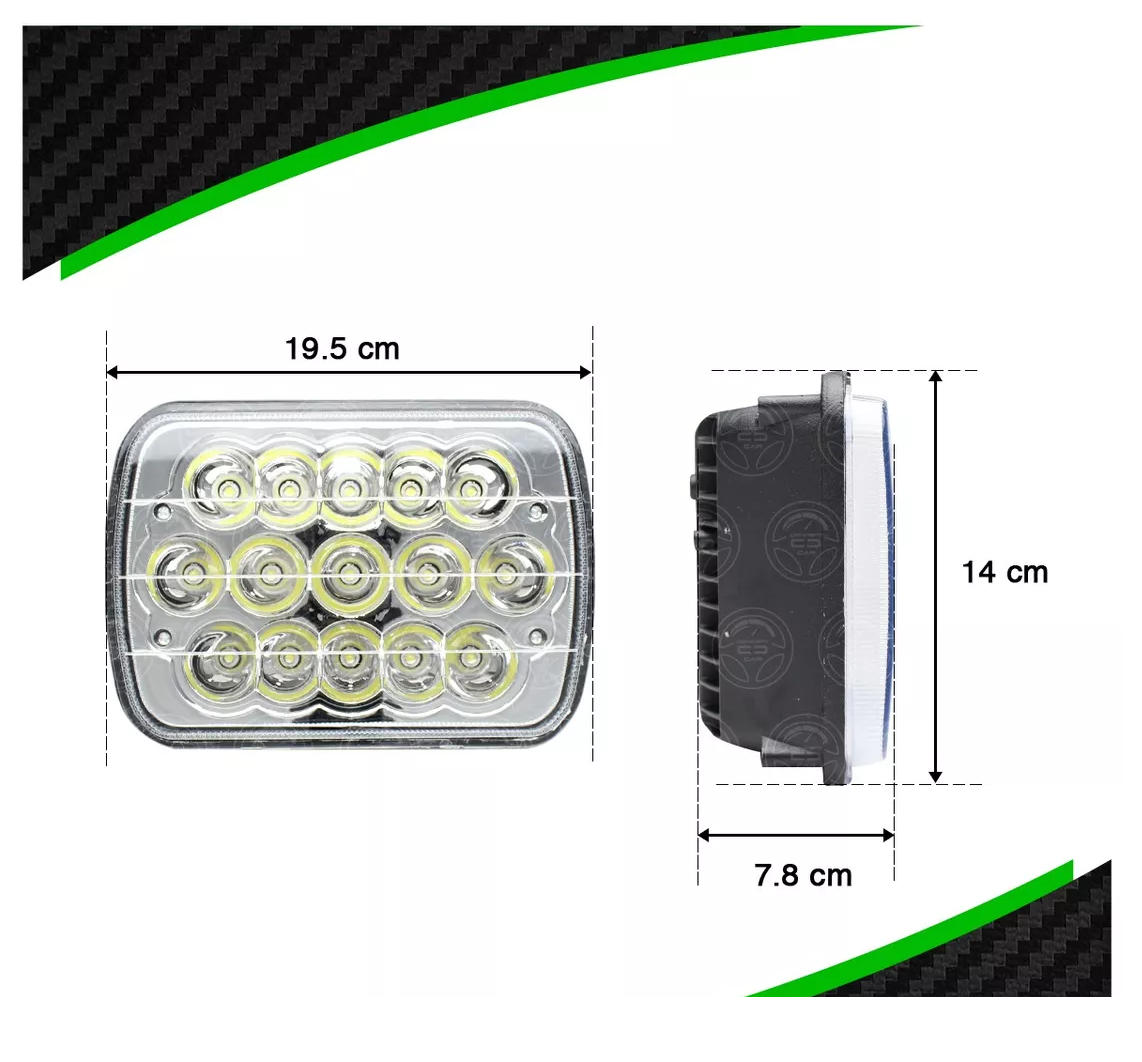 Foto 5 | 2 Faros Unidad Cuadrada Rectangular 15 Leds 5x7 Alta/Baja F5