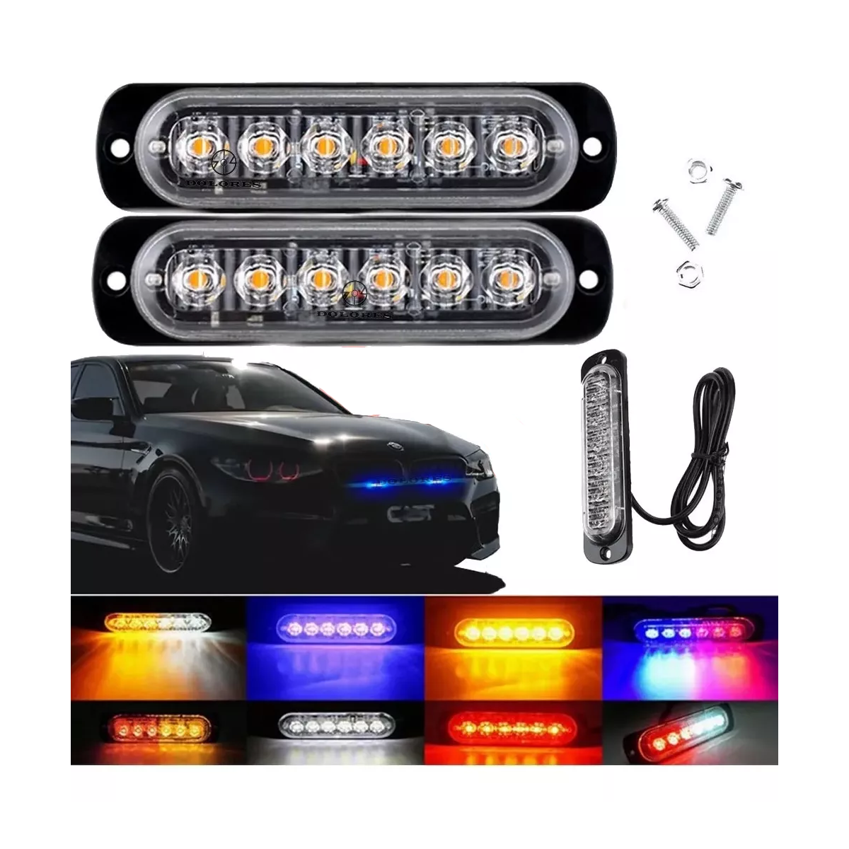 Foto 2 | Par Faros Led Barras Estrobo Patrulla 16 Funciones Eo Safe Imports Esi-16882 Negro