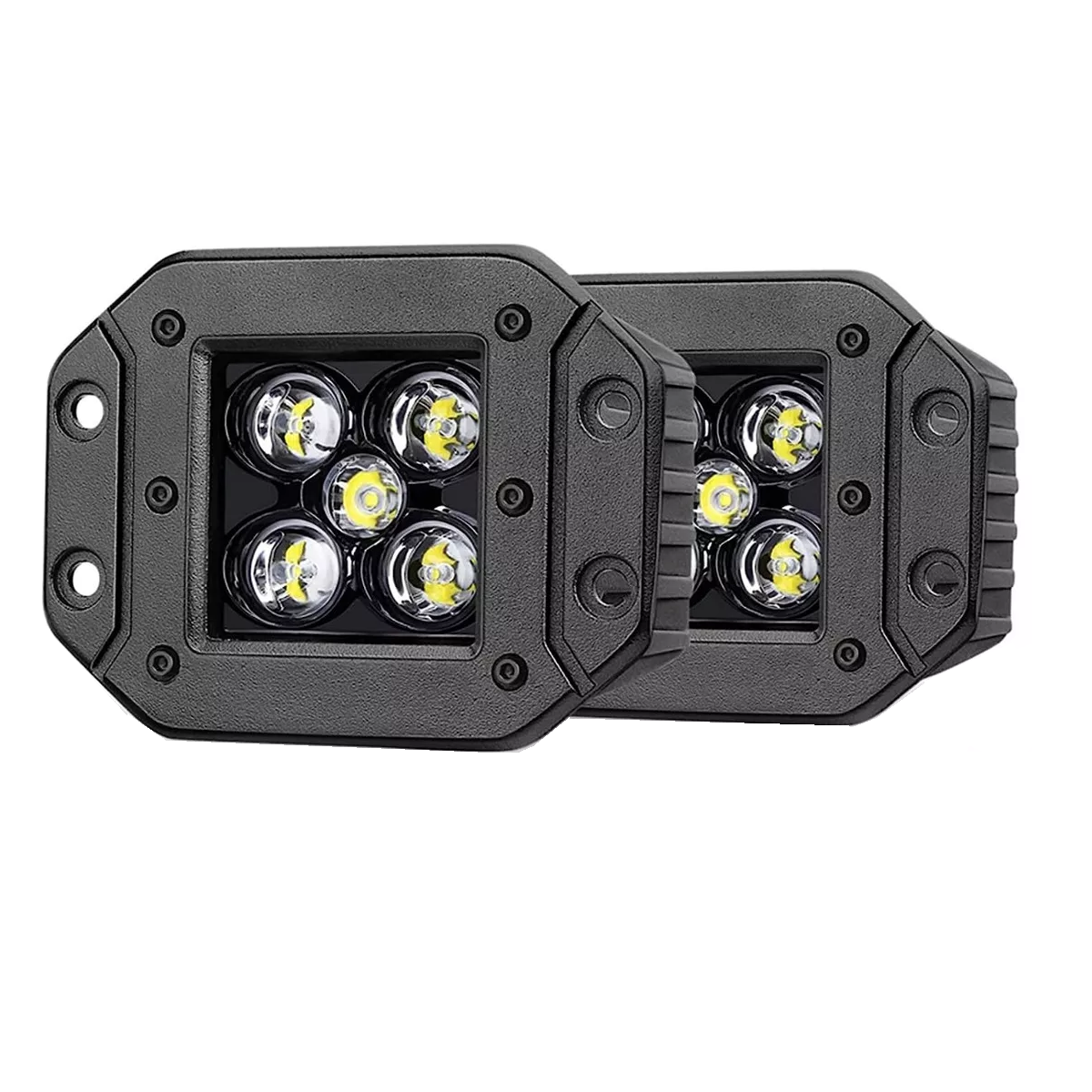 1 Par Faros Auxiliares Led Empotrable Luz Blanca Eo Safe Imports Esi-18079 Negro