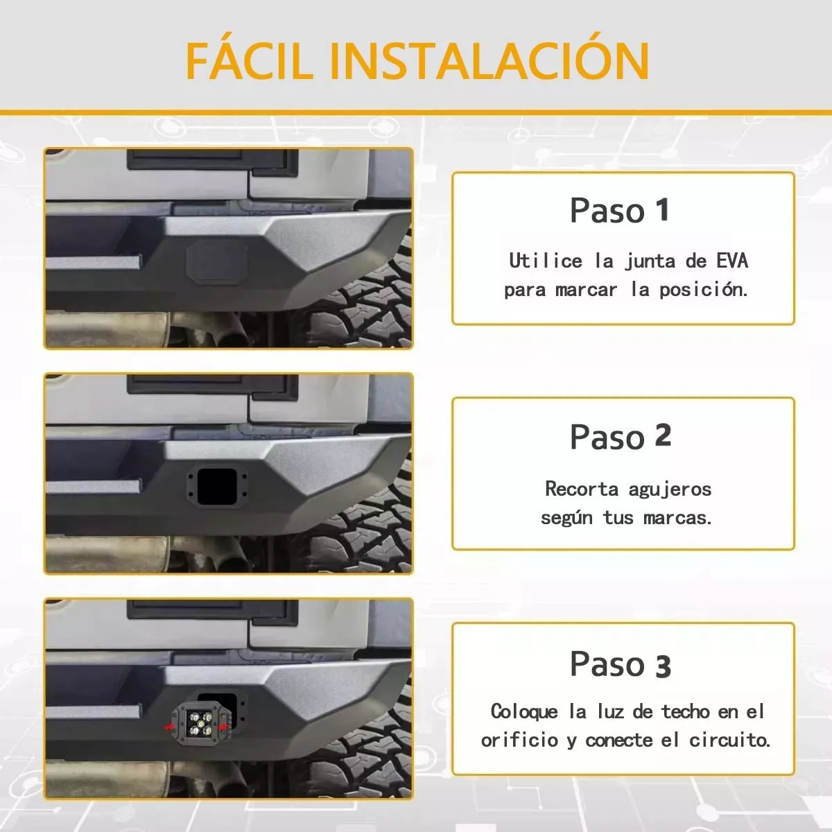 Foto 4 pulgar | 1 Par Faros Auxiliares Led Empotrable Luz Blanca Eo Safe Imports Esi-18079 Negro