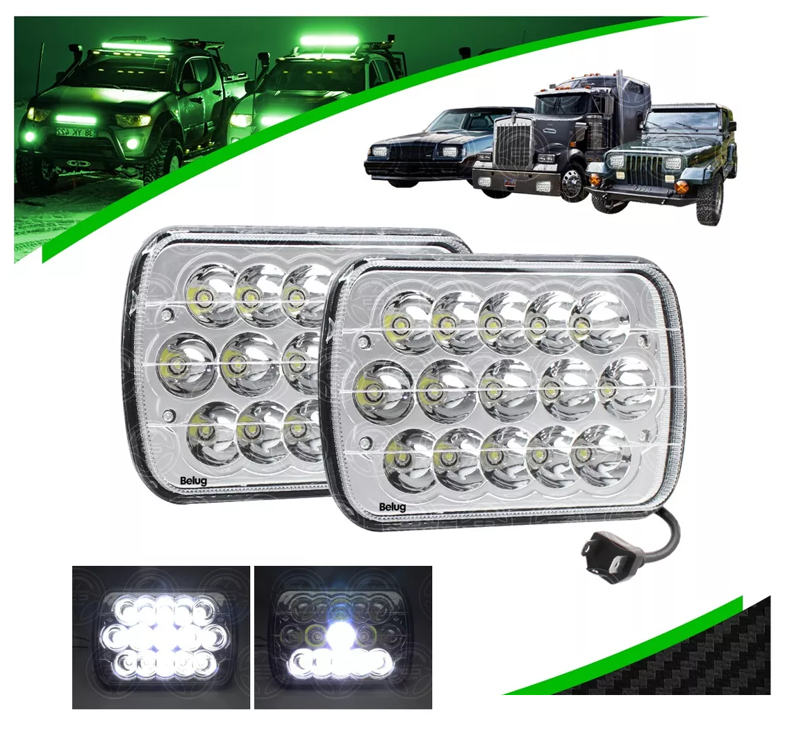 Foto 2 | 2 Faros Unidad Cuadrada Rectangular Belug 15 Leds 5x7 Alta/baja F5