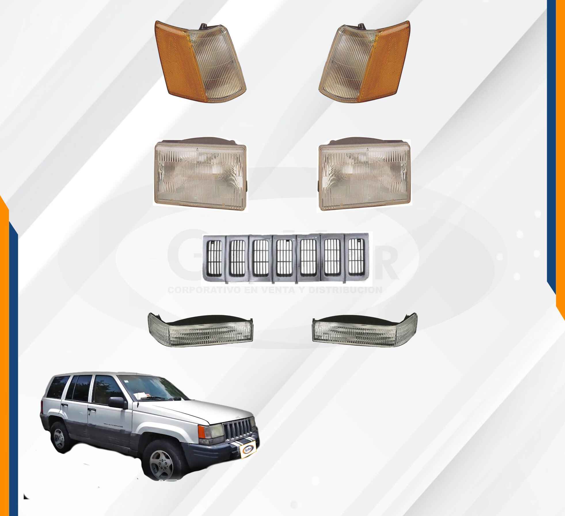 Foto 3 pulgar | Faros Cuartos Y Parrilla Grand Cheroke 96 97 98