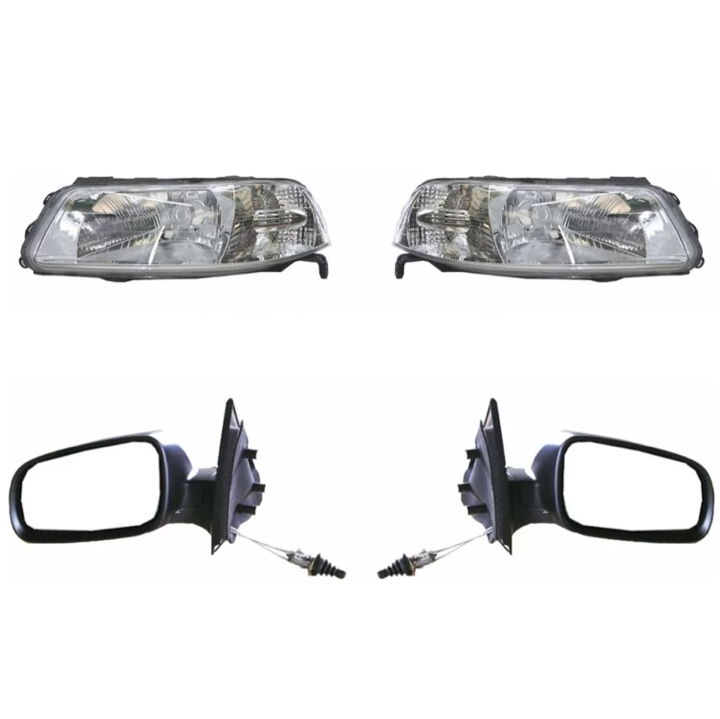Faros Cromo Pointer 00 01 02 03 04 05 Con Espejos Manuales