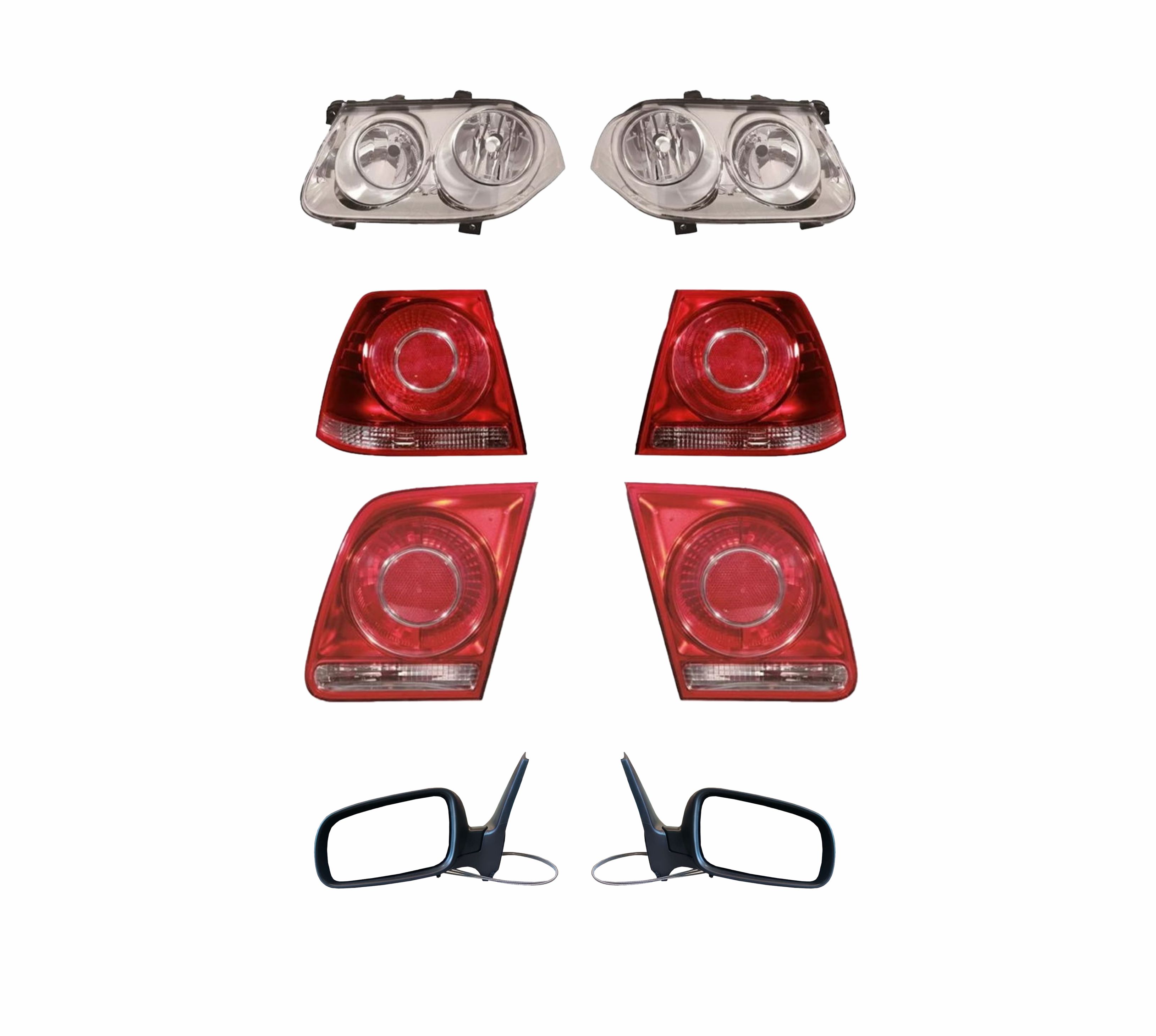 Faros Jetta Clasico Cromo 08-15 Con Calaveras Y Espejos