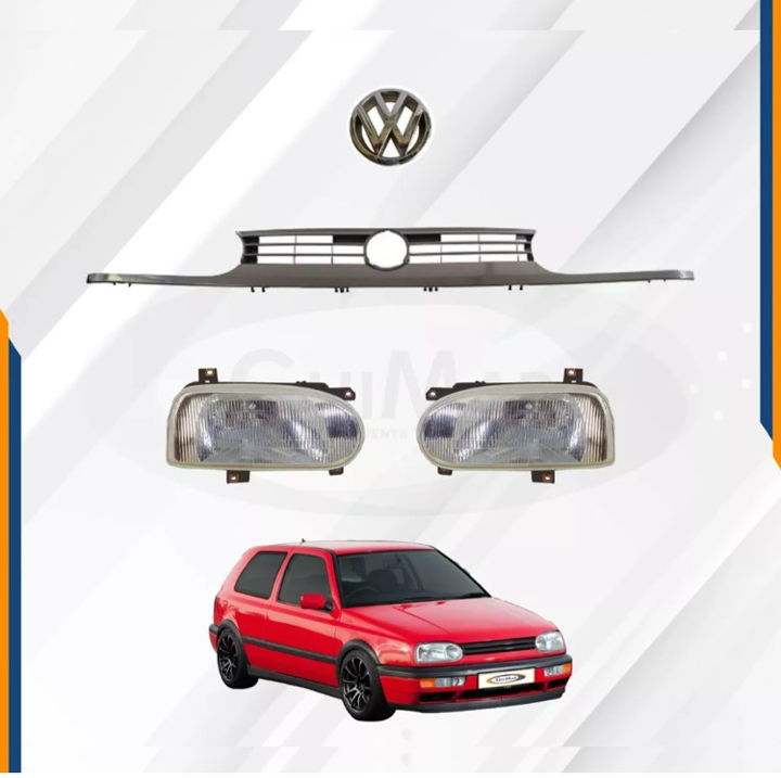 Foto 3 pulgar | Faros Golf A3 93 94 95 96 97 98 Con Parrilla Y Emblema