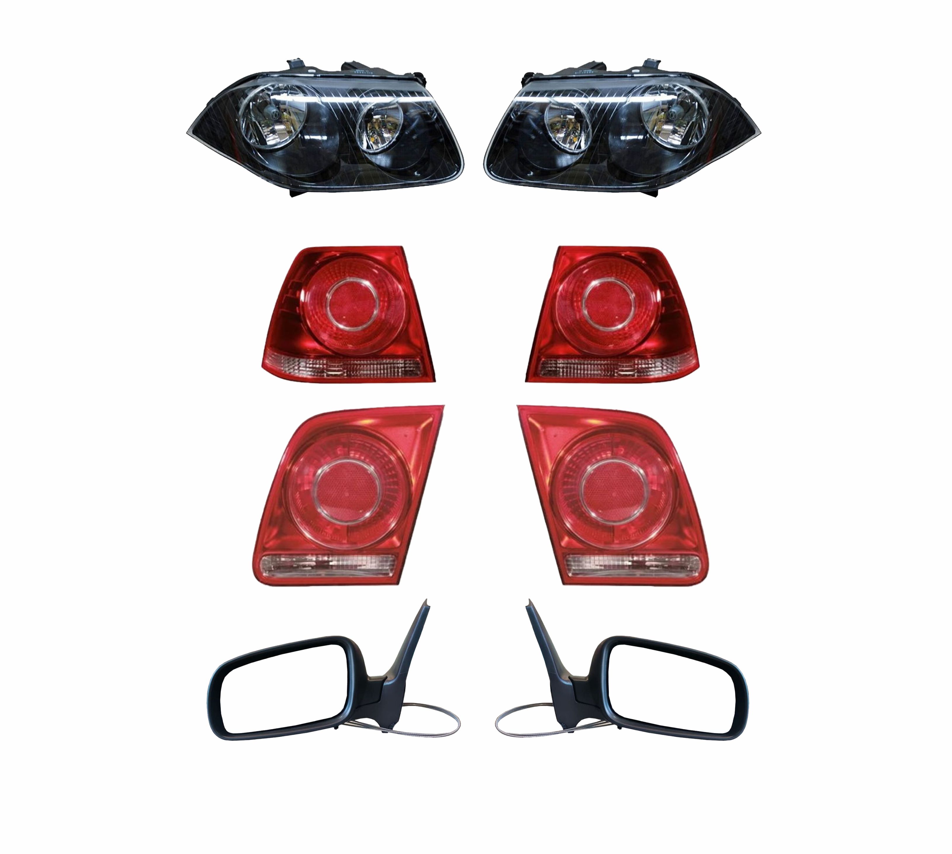 Faros Jetta Clasico Negros 08-15 Con Calaveras Y Espejos