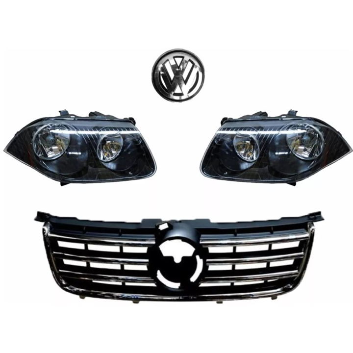 Foto 2 pulgar | Faros Jetta Clasico Negros Con Parrilla Y Emblema 08 - 15