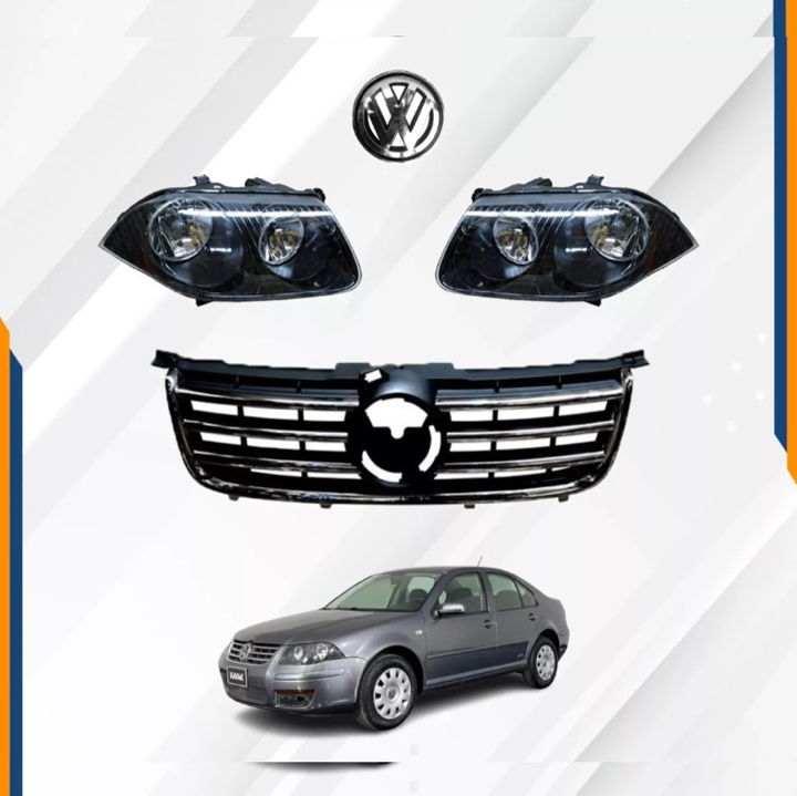 Foto 3 pulgar | Faros Jetta Clasico Negros Con Parrilla Y Emblema 08 - 15