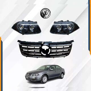 Foto 2 | Faros Jetta Clasico Negros Con Parrilla Y Emblema 08 - 15