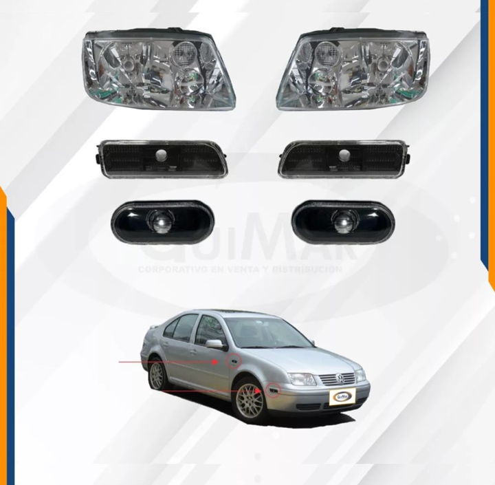 Foto 3 pulgar | Faros Jetta A4 99 01 02 03 04 05 Con Cuartos Oscuros