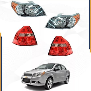 Foto 2 | Faros Aveo Fondo Negro Y Calaveras Rojas 12 13 14 15 16 17