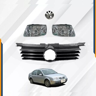 Foto 2 | Faros Jetta A4 Con Parrilla Filos Cromo Y Emblema 99-07