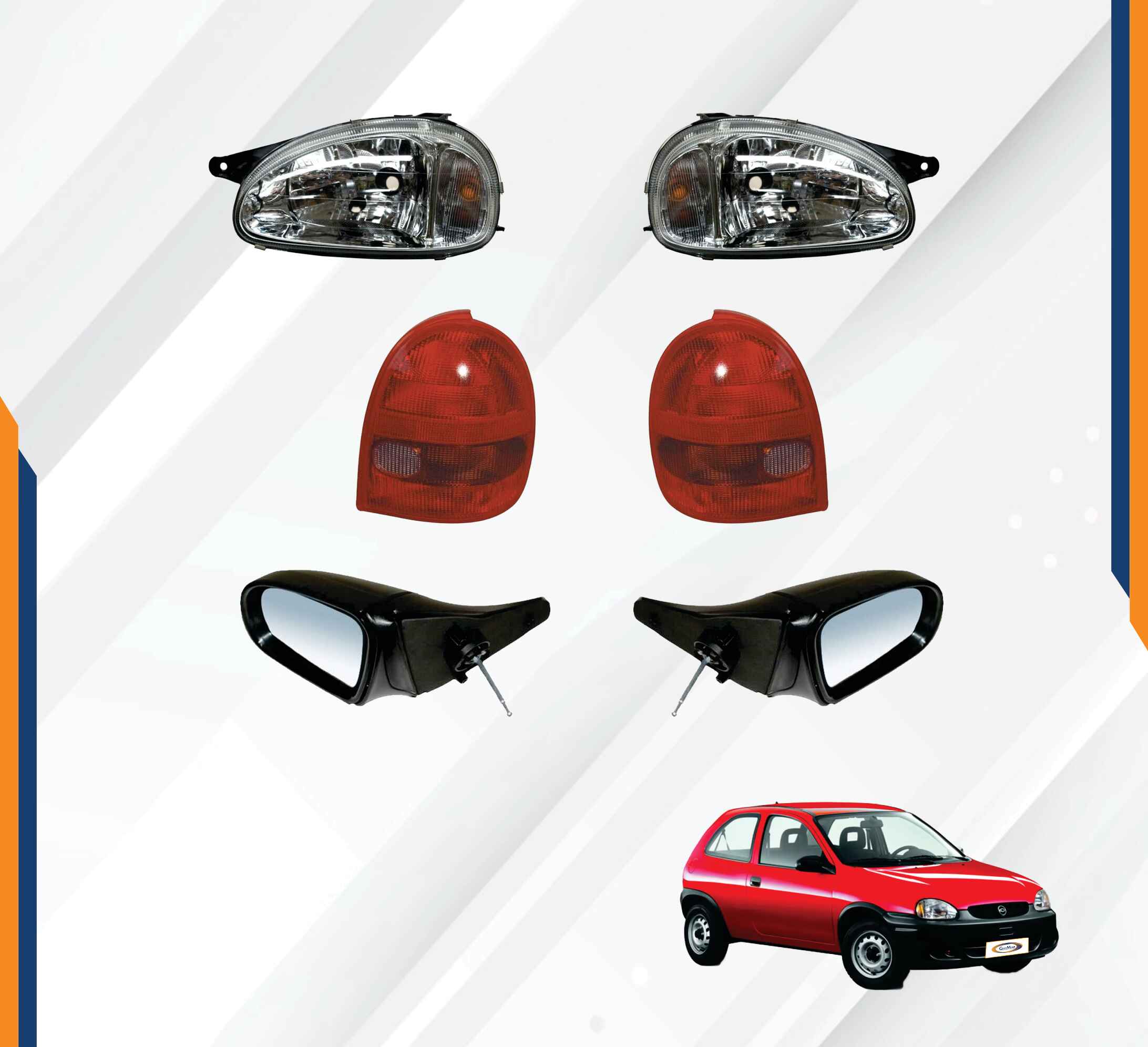Foto 4 pulgar | Faros Vidrio Chevy 3 Pts Pop 94-03 Con Calaveras Y Espejos