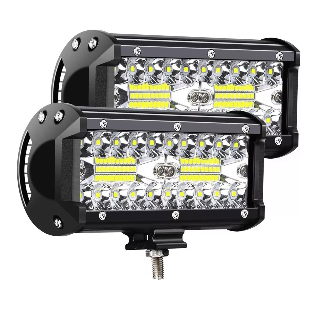 Par  de Faros  Auxiliares 120w Triple-fila Conector H4 Eo Safe Imports Esi-3525 color Negro