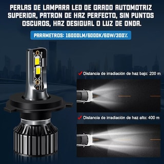 Foto 5 | Kit Focos de Led Luz Alta Y Baja 16000lm Corona Csp H13 2pzs Eo Safe Imports color Negro