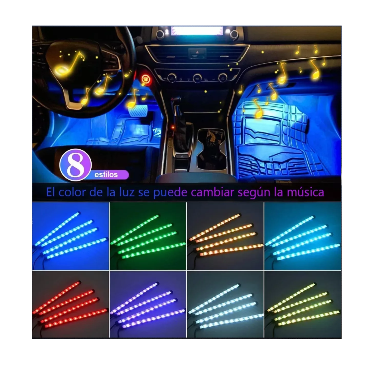 Foto 4 pulgar | Tiras 48 Led Rgb Interior Control Remoto Luz Para Auto Usb Esi-6657 Multicolor