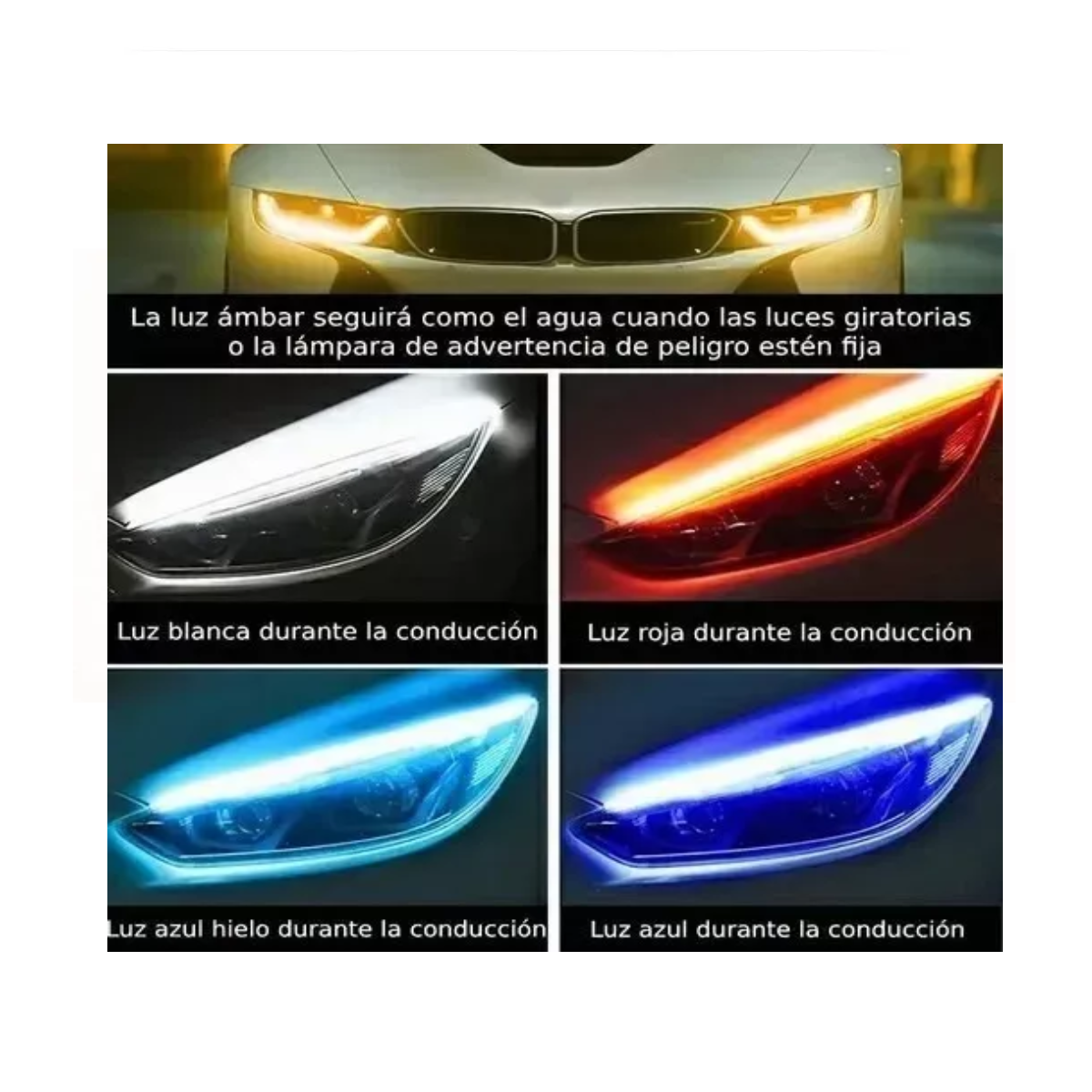 Foto 2 | Tira De Luces Led Flexible para Faros Diurnos De Auto 60 Cm Esi-6655 Multicolor