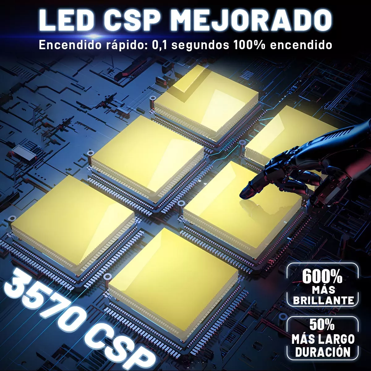 Foto 3 pulgar | Focos Led 9004 250w Csp Luz Alta Y Baja Eo Safe Imports Esi-12112 Azul