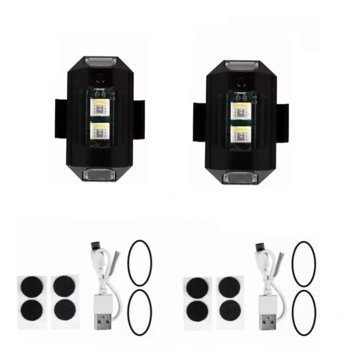 2pcs Mini Luz Led Estrobo Funciones Fija Moto Bici Auto