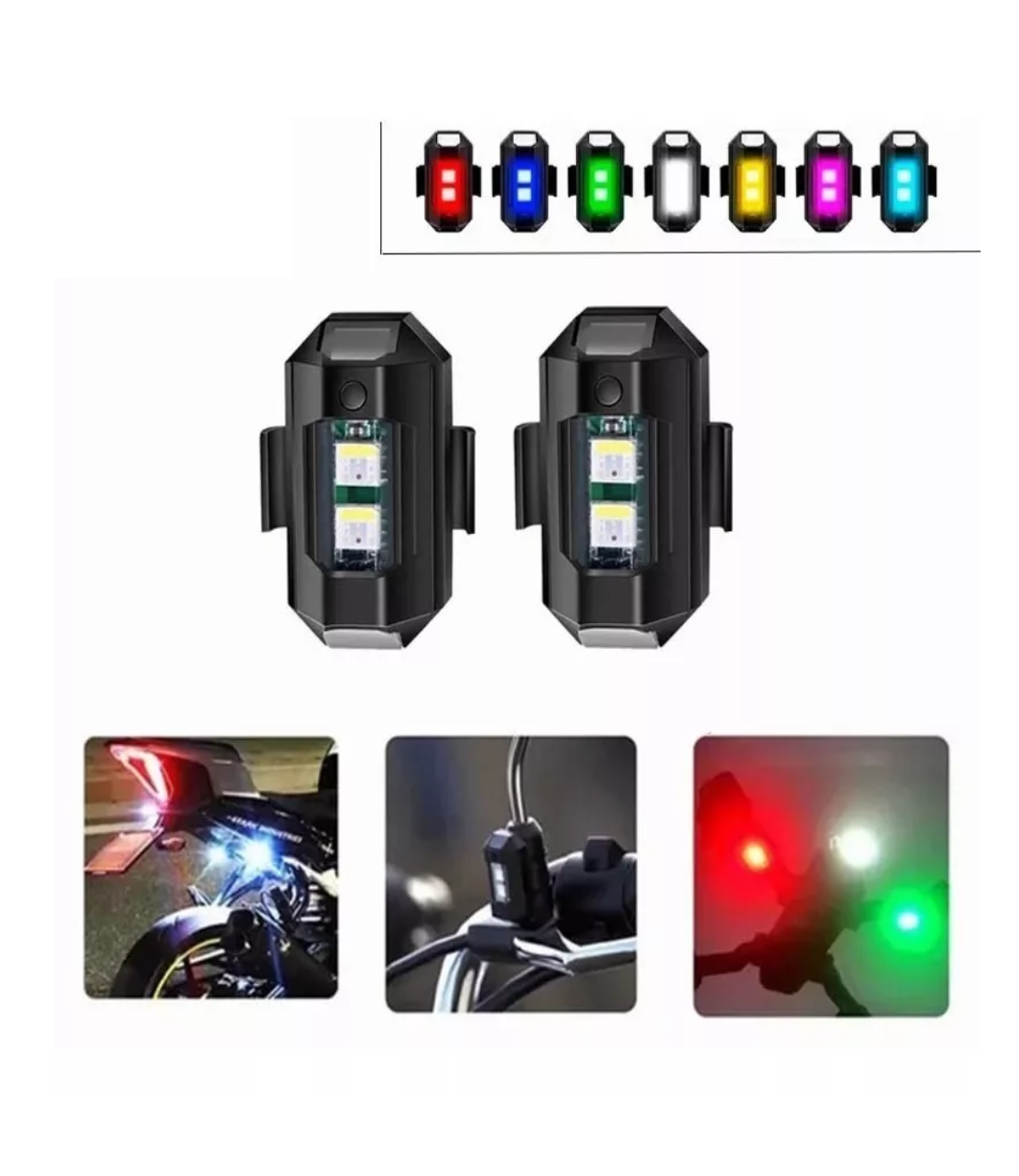 Foto 4 pulgar | 2pcs Mini Luz Led Estrobo Funciones Fija Moto Bici Auto