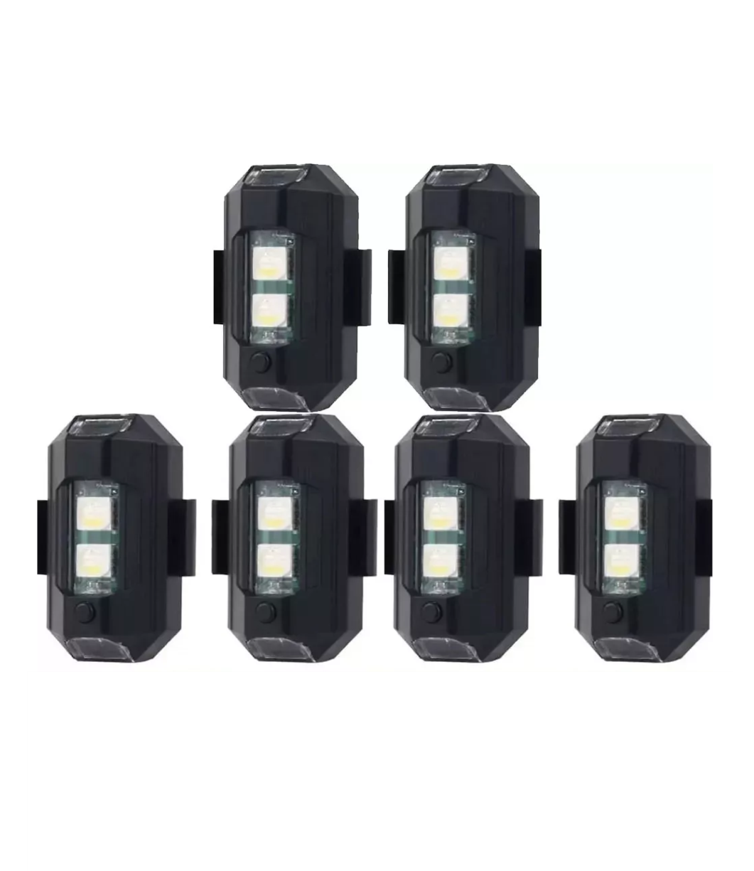 Foto 1 | Luces Led De 7 Colores Para Moto, Dron Y Avión (6 Unidades). Negro