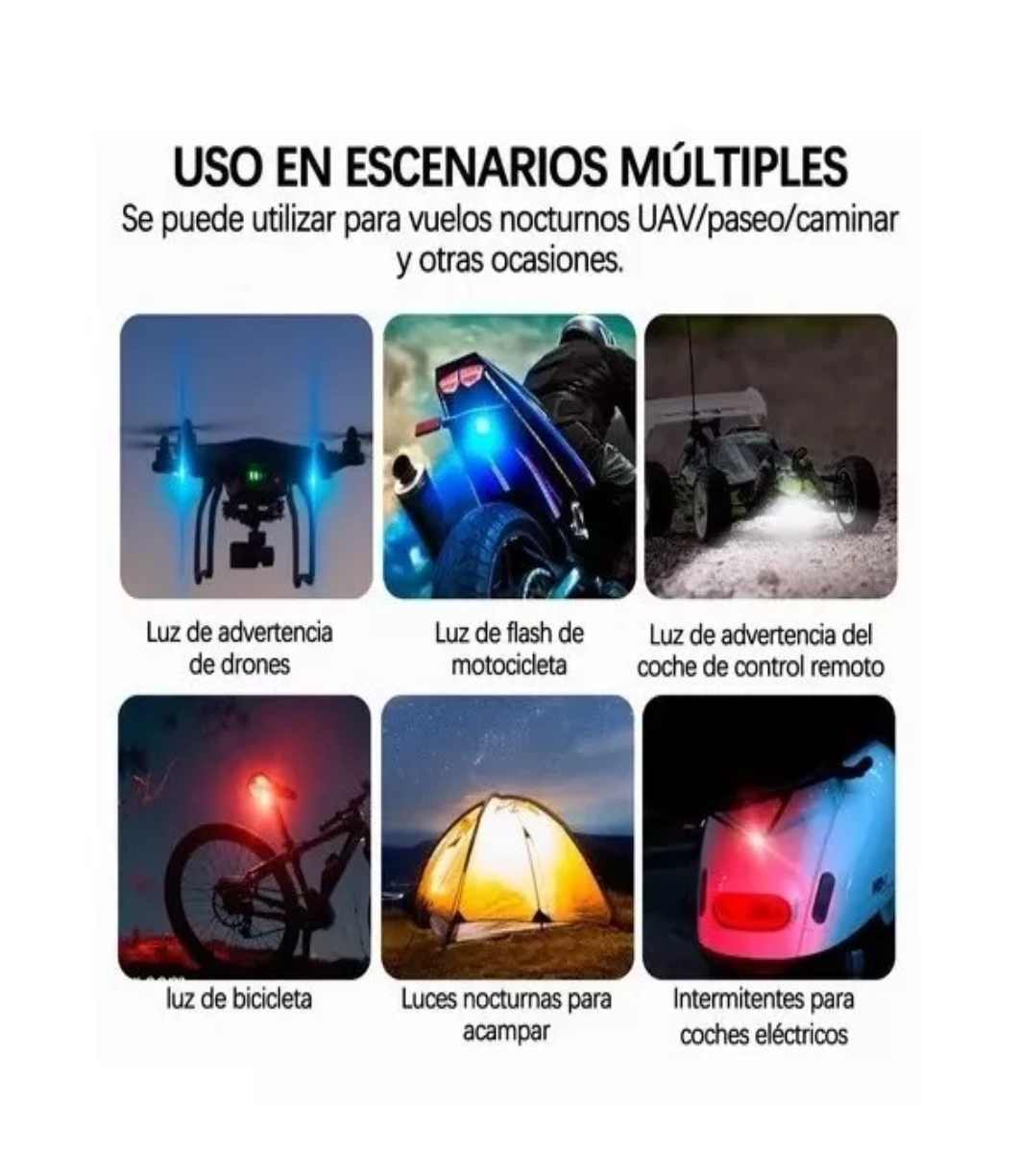 Foto 5 pulgar | Luces Led De 7 Colores Para Moto, Dron Y Avión (6 Unidades). Negro