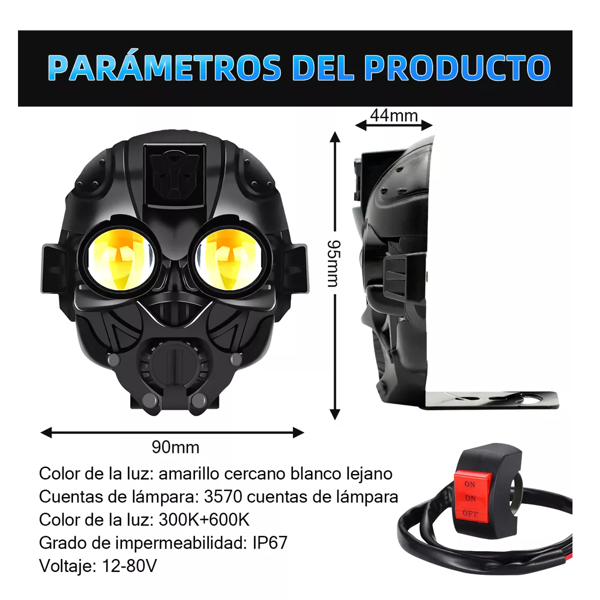 Foto 4 pulgar | Par Faros Auxiliares Led Lupa Moto 4 Modos Alta/baja Estrobo Eo Safe Imports Esi-17155 Negro