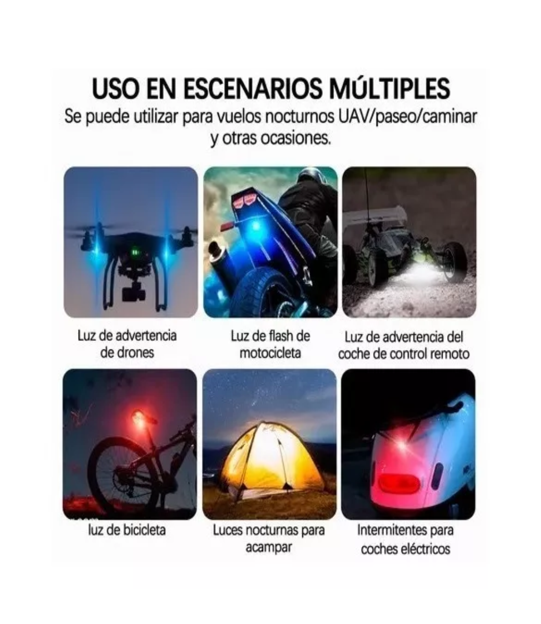 Foto 4 | Luces Led De 7 Colores Para Moto, Dron Y Avión (6 Unidades). Belug Negro