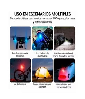 Foto 4 | Luces Led De 7 Colores Para Moto, Dron Y Avión (6 Unidades). Belug Negro