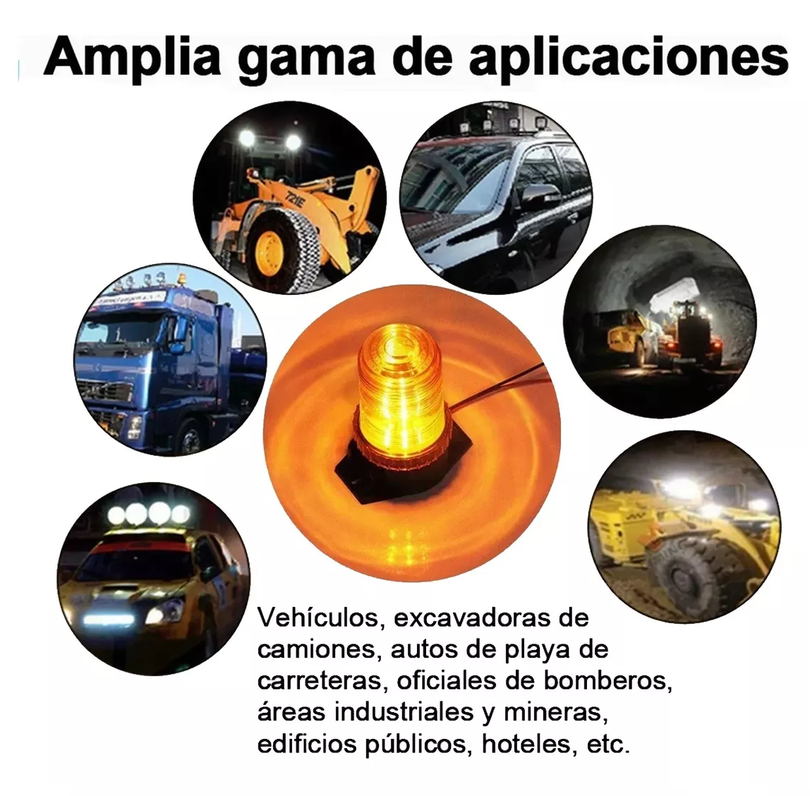 Foto 3 pulgar | Torreta Led Ambar Lab.g 30led Estrobo Para Montacargas Universal Amarillo