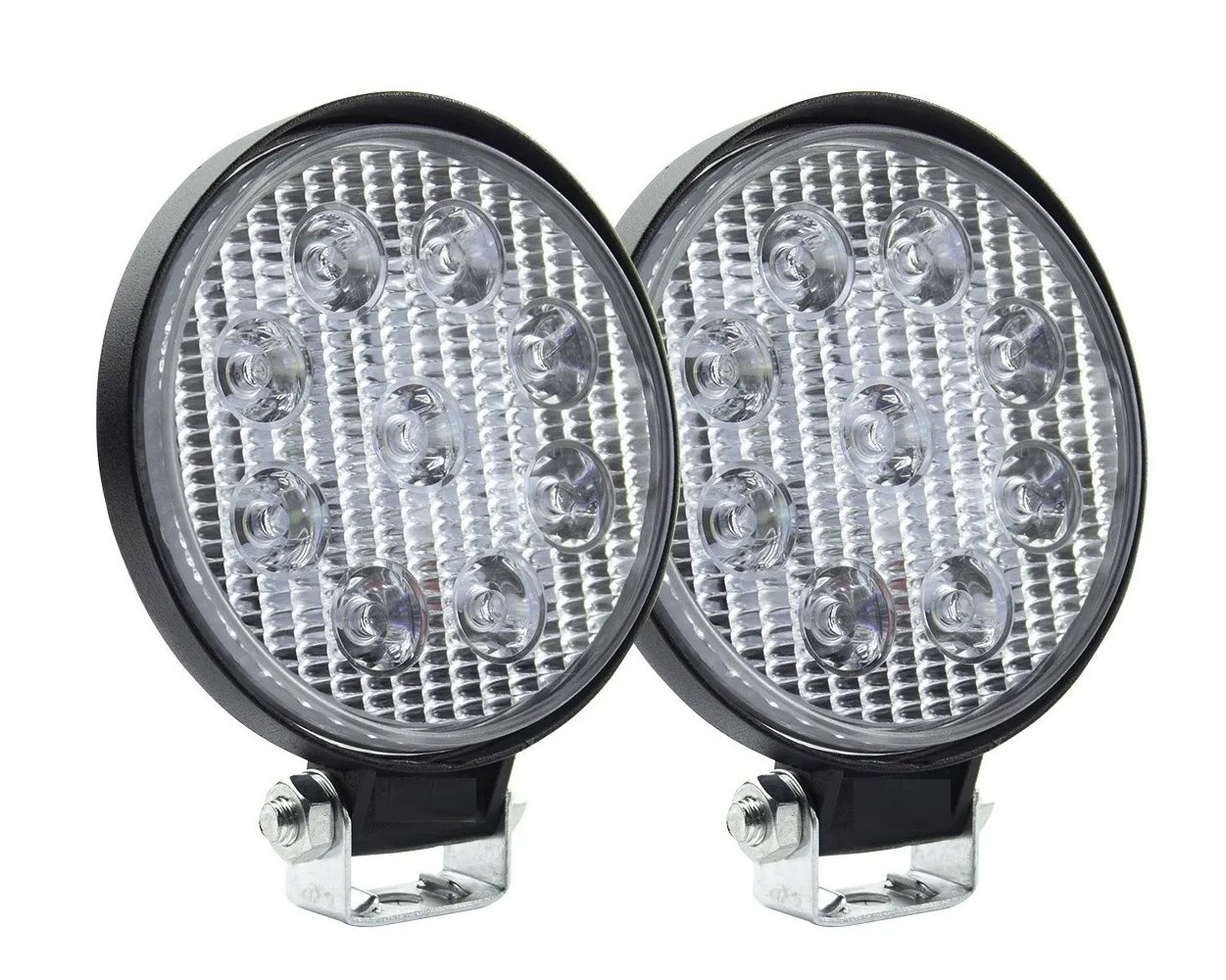 Par de Faros Led Bases Universal para Autos/ Motos/ Camiones Redondos
