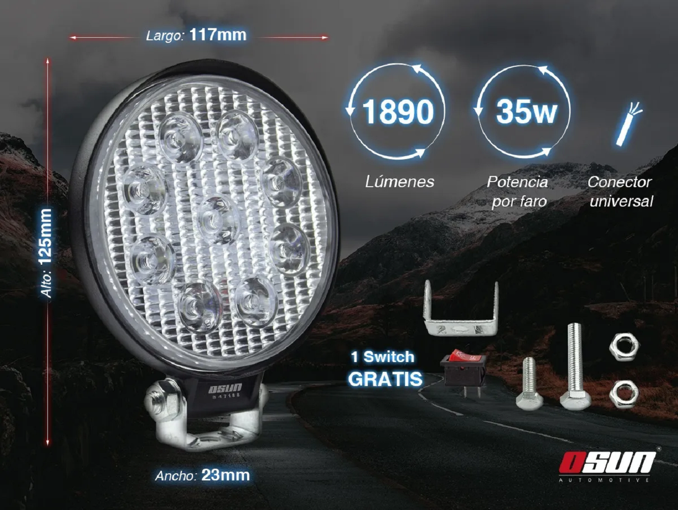 Foto 2 | Par de Faros Led Bases Universal para Autos/ Motos/ Camiones Redondos