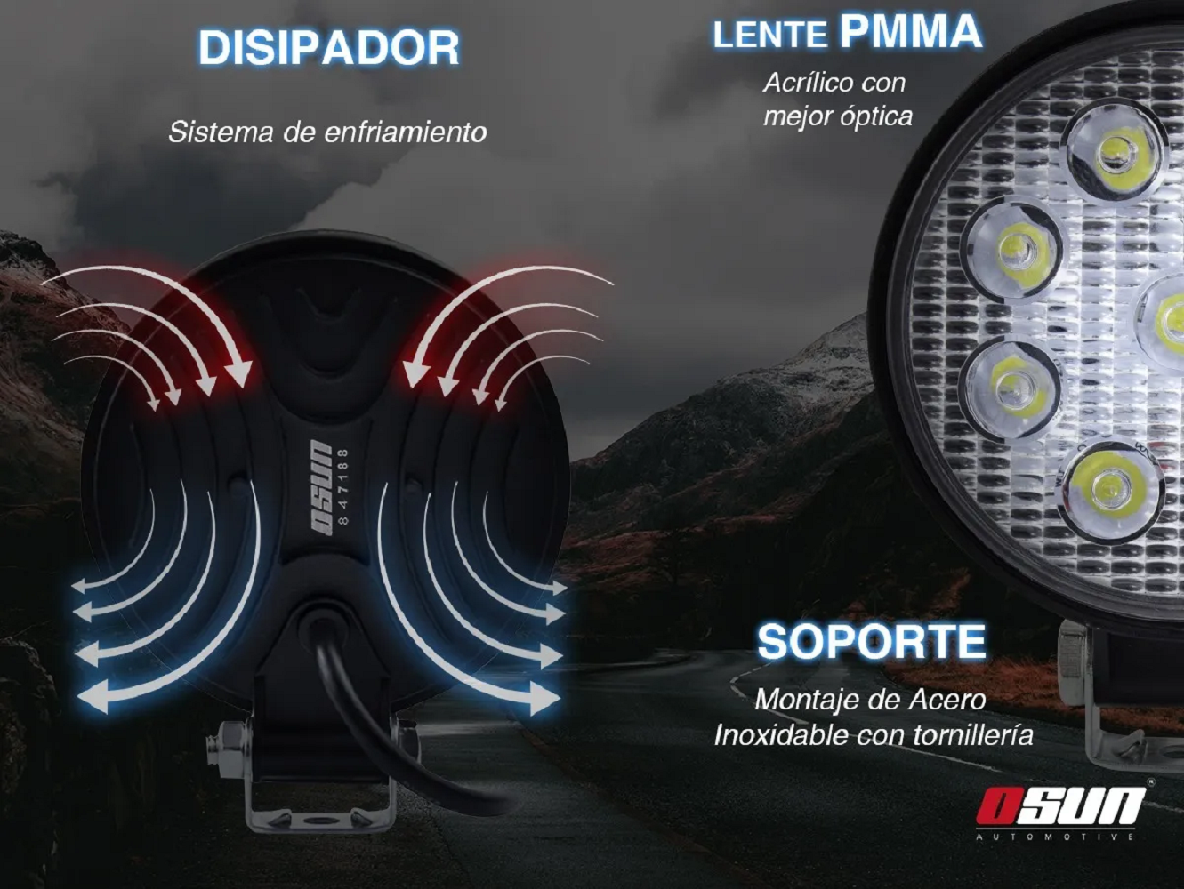 Foto 3 | Par de Faros Led Bases Universal para Autos/ Motos/ Camiones Redondos