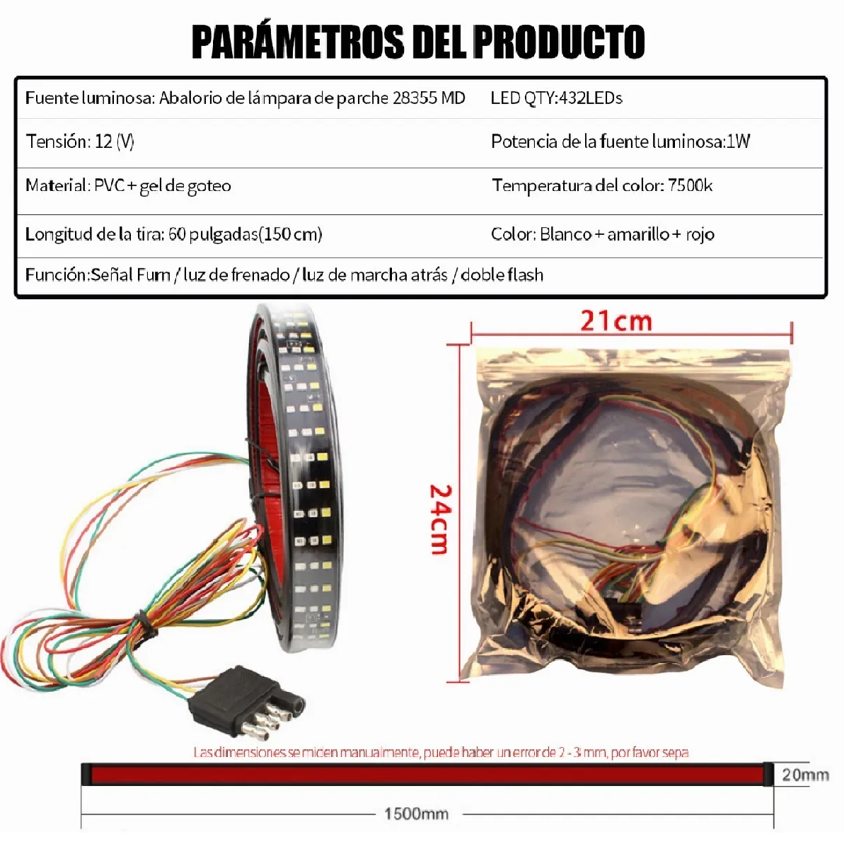 Foto 3 pulgar | Tira Trasera Luces Led Eo Safe Imports Multicolor