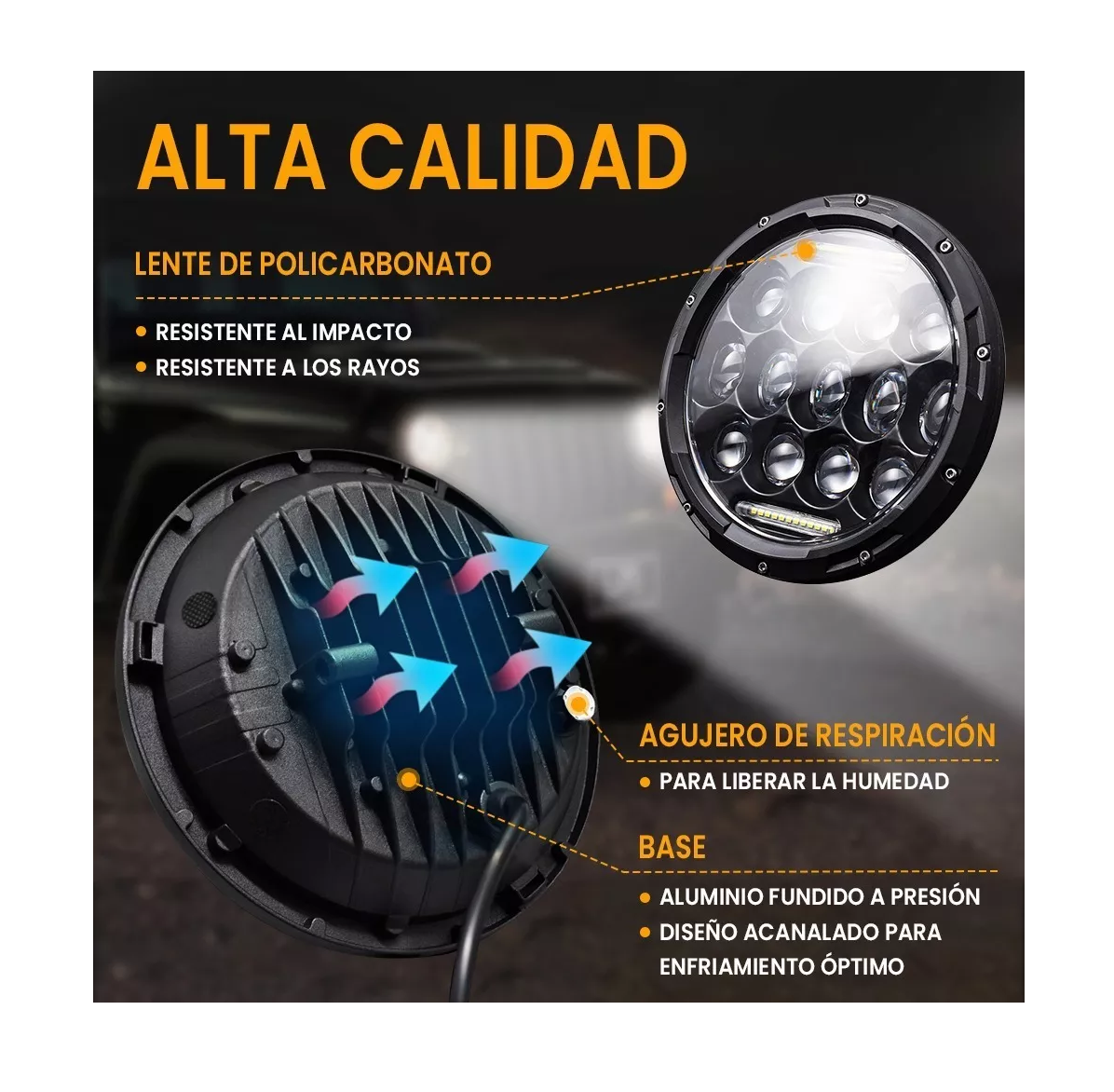 Foto 4 | Faros LED BELUG color Negro HI/LO de Diurno de 7' Redondos 2 Piezas