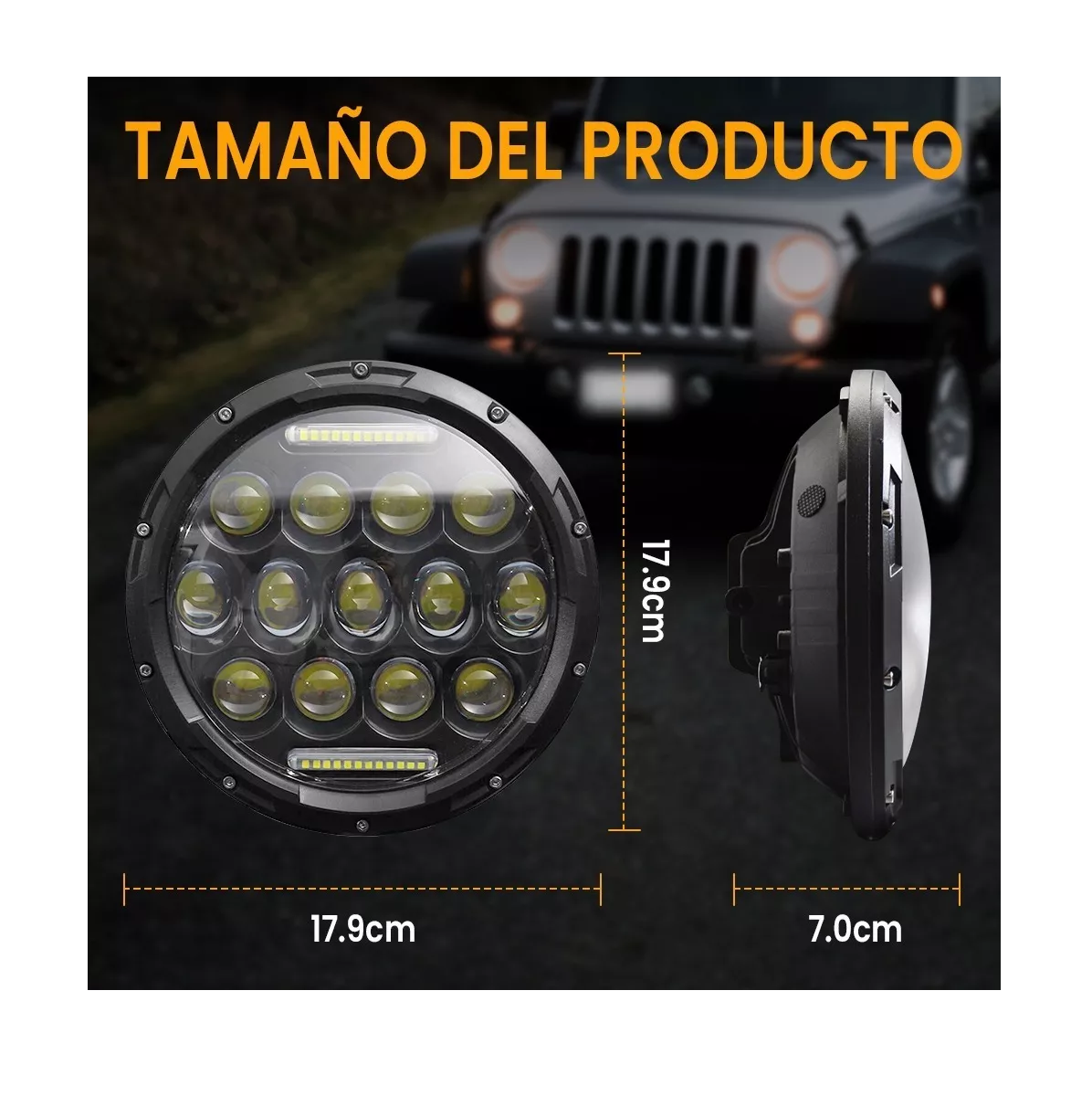 Foto 5 | Faros LED BELUG color Negro HI/LO de Diurno de 7' Redondos 2 Piezas