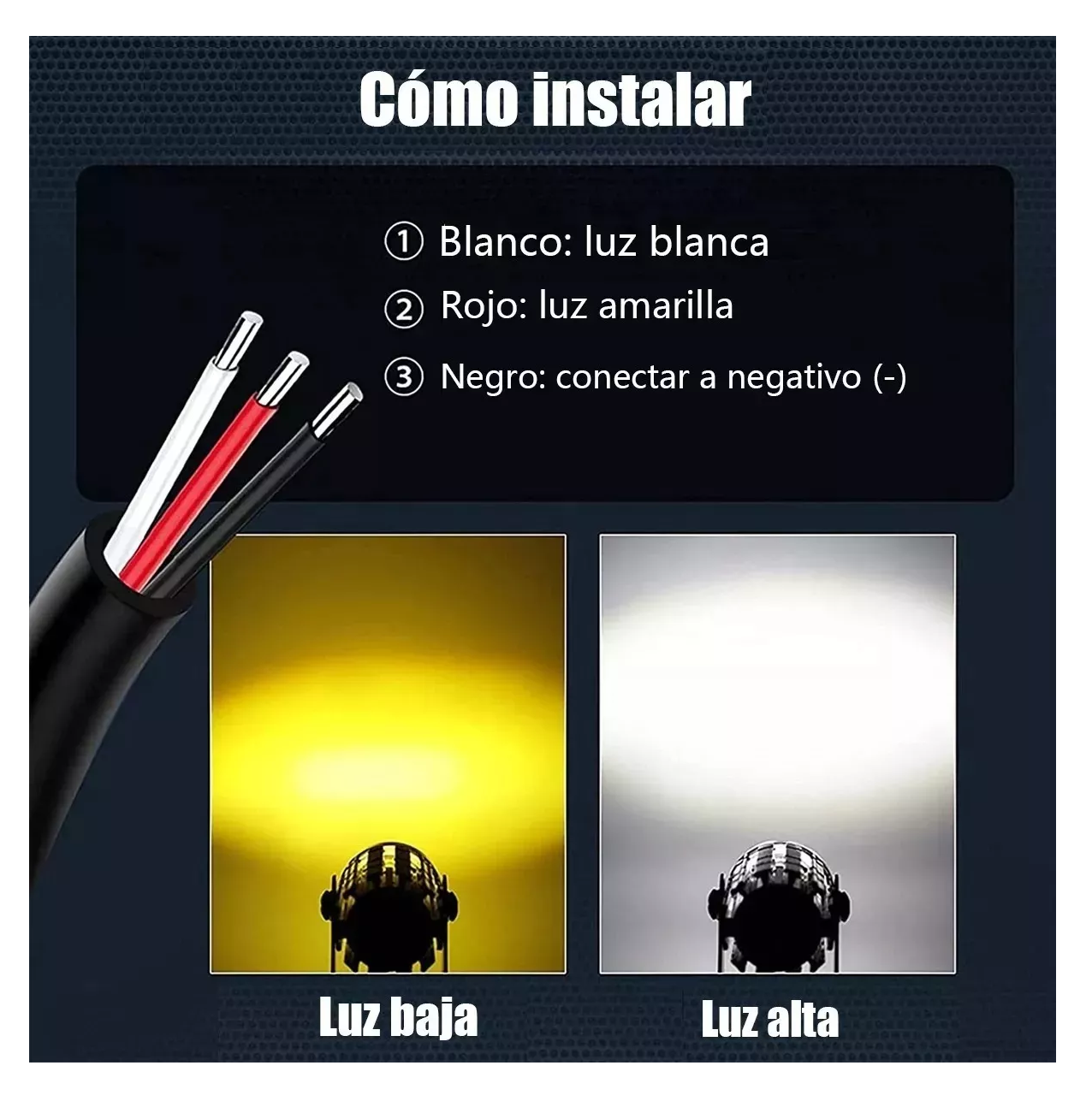 Foto 3 pulgar | Faros de Luces Led Negros Doble Impermeable Par