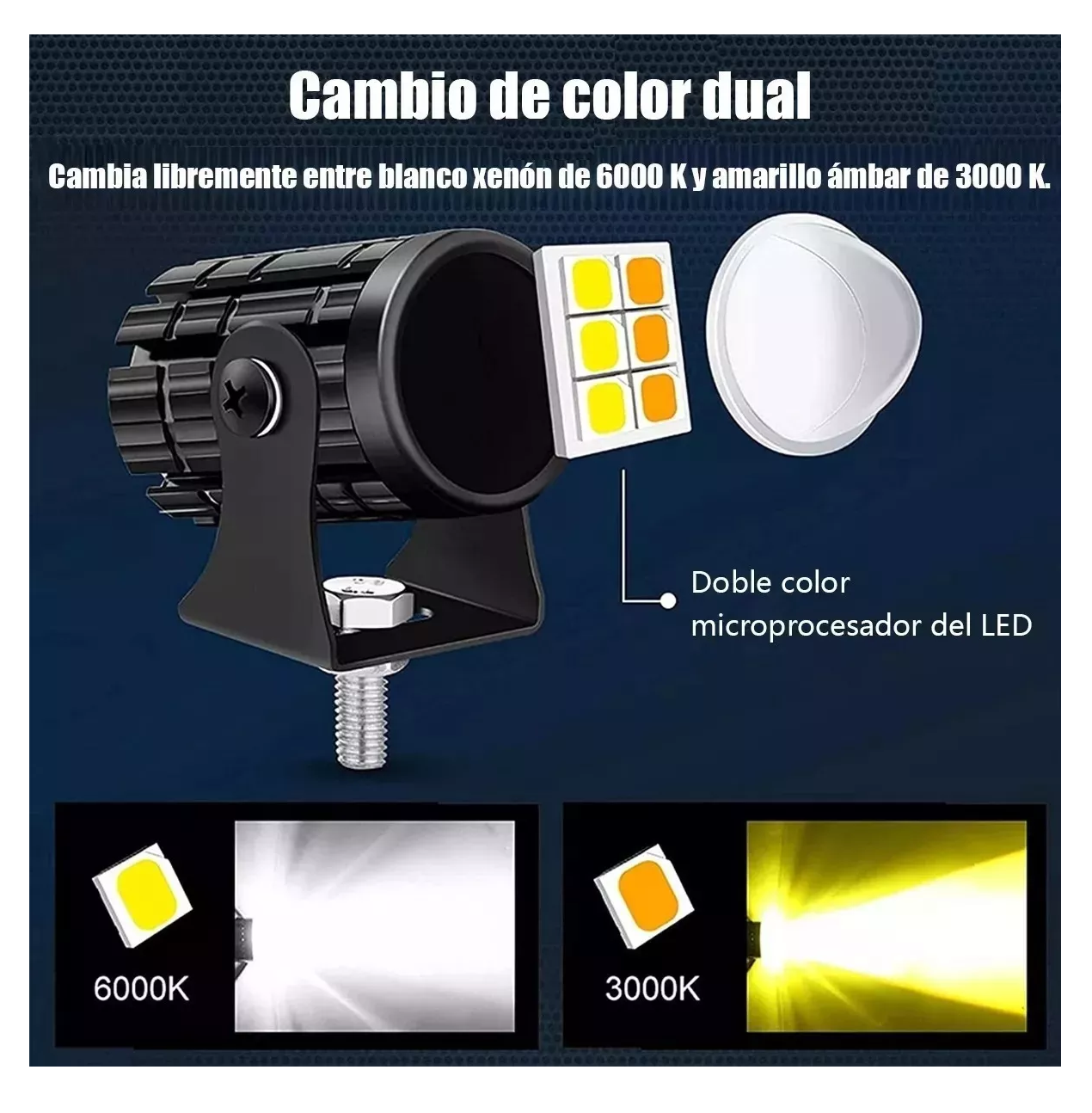 Foto 4 pulgar | Faros de Luces Led Negros Doble Impermeable Par