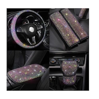 Foto 2 | Kit Funda Volante Diamantes Decoración Para Carro D Dama 5pz Eo Safe Imports Esi-7485 Multicolor
