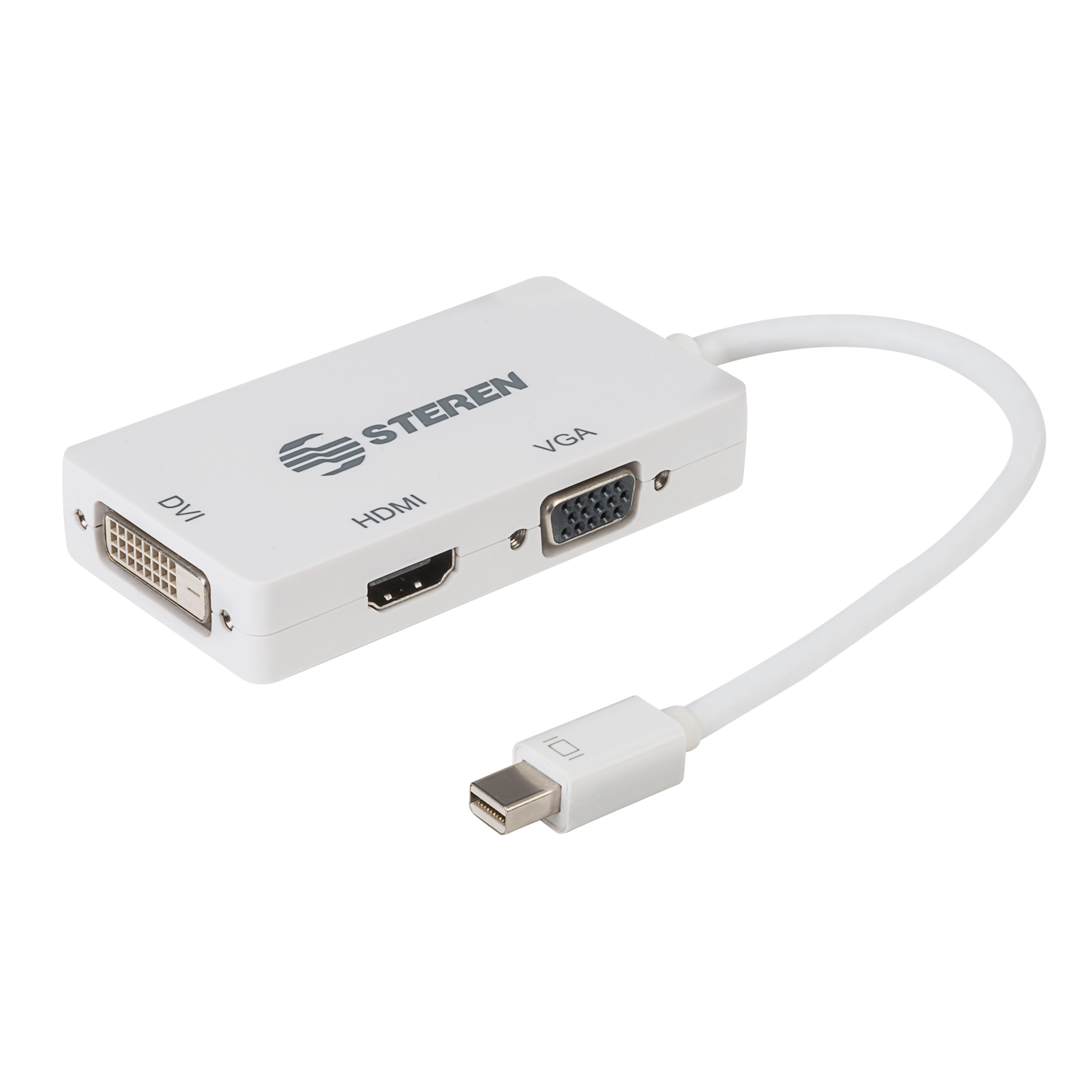 Adaptador Mini Displayport/Thunderbolt a Vga/Hdmi/Dvi Steren 506-412 color Blanco