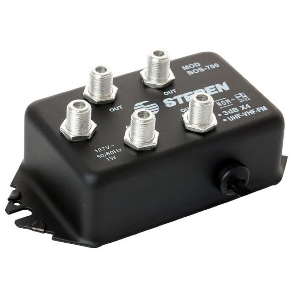 Amplificador de Señal (booster) con 4 Salidas de 3 Db Cada Una Steren Bos-700