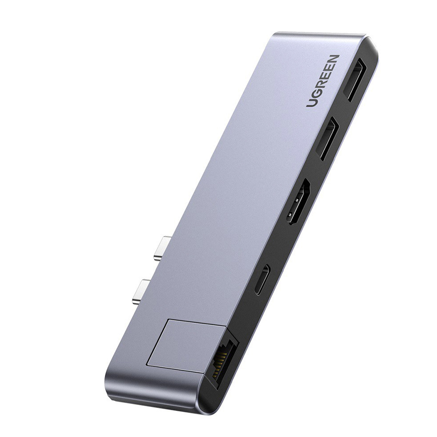 Foto 2 pulgar | Adaptador Hub Usb Ugreen 6 en 1 Hdmi Ethernet Dual Usb C Macbook Pro color Gris