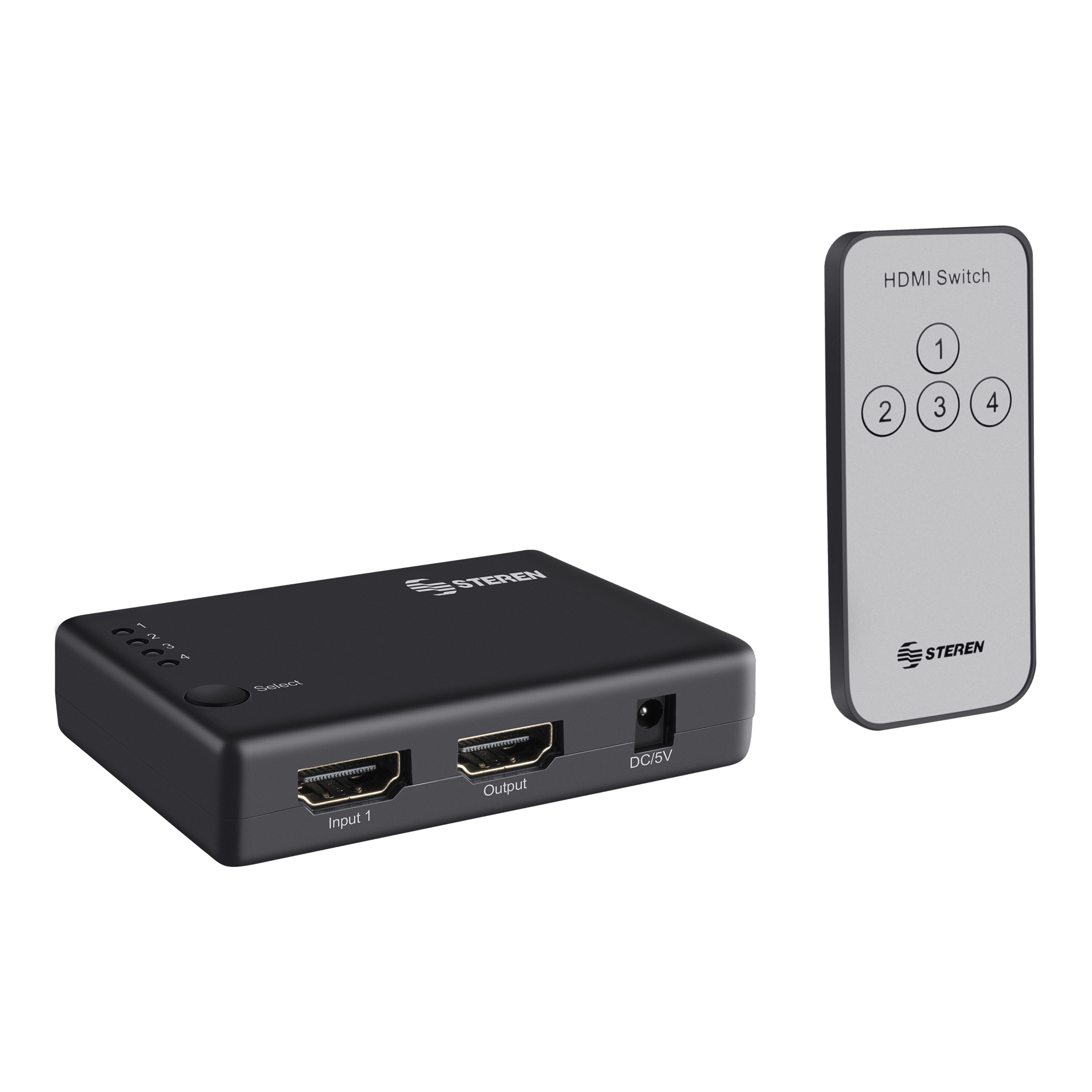 Selector Hdmi de 4 Entradas con Control Remoto Steren 200-385 Negro