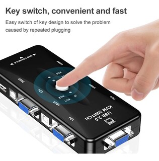 Foto 3 | Adaptador Conmutador Malubero color Negro Kvm con 4 Puertos