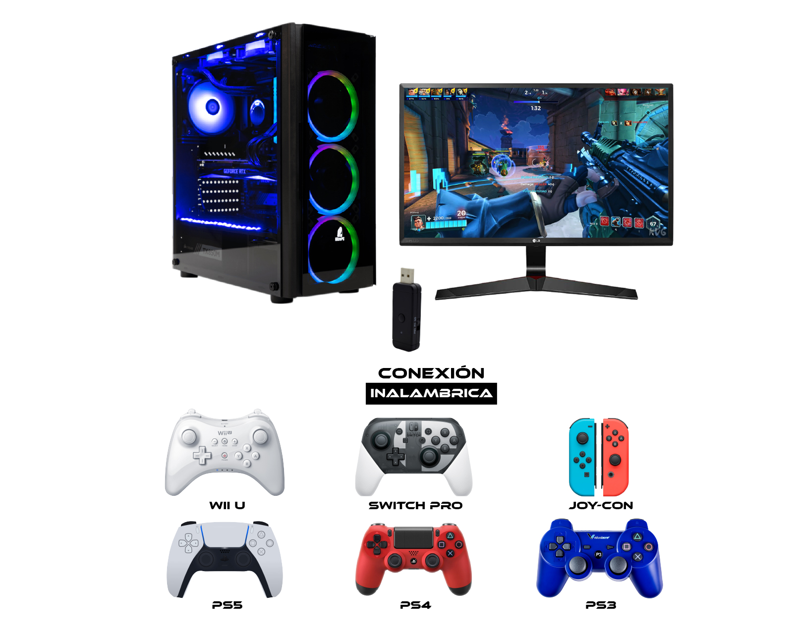 Foto 3 | Adaptador Inalámbrico Multiplataforma Virtual Zone para Controles color Negro